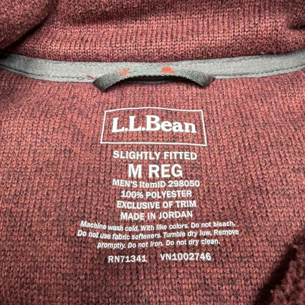 LL Bean Slightly Fitted 1/4 Snap Up Fleece Pullover Sweater Red Men's Size M